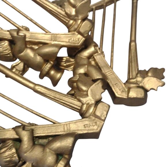 Vintage Angel Cherub Playing Harp Gold Plastic Christmas Ornaments ITALY 3x Lot - Picture 7 of 9